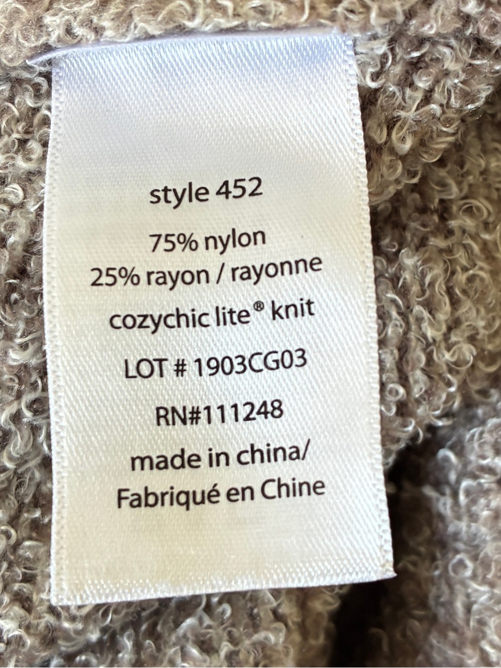 Barefoot Dreams Cozy Chic Lite Open-Front Sweater Cardigan Taupe Size L/XL - Picture 5 of 7